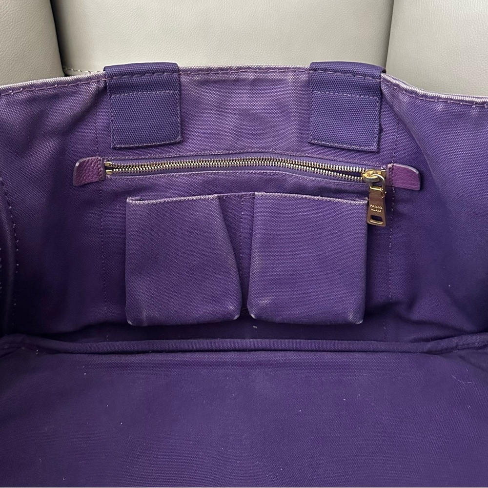 PRADA CANAPA RARE PURPLE DENIM MEDIUM TOTE BAG - Picture 13 of 16
